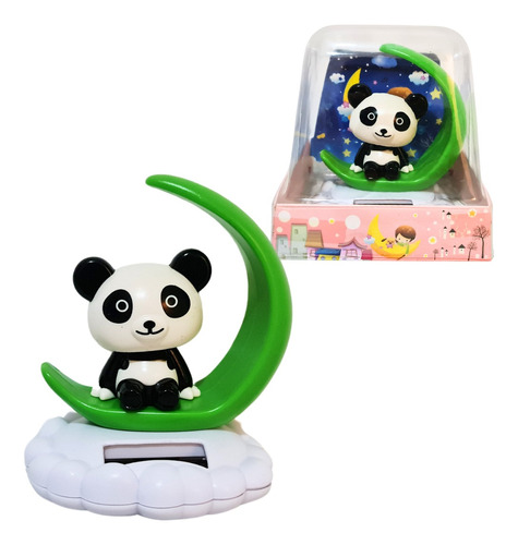 Panda Con Movimiento De Cabeza Luz Solar - Accesorio Autos