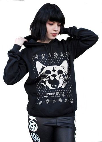 Ugly Sudadera Navideño Mujer - Hellcat Gato Cat Goth 