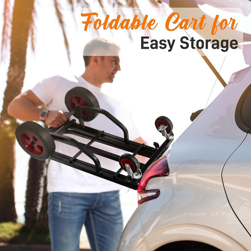 Carrito De Mano 8 En 1 Ajustable Y Plegable - Alta Capacidad Negro