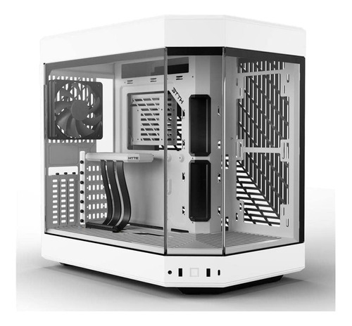 Hyte Y60 - Carcasa Moderna Y Estética De Doble Cámara Panorámica De Vidrio Templado De Media Torre Atx Para Juegos De Computadora Con Cable Elevador Pcie 4.0 Incluido, Blanco Nieve (cs-hyte-y60-ww)