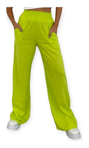 Pantalon Palazzo D Lino Con Bolsillos Colores Super Modernos