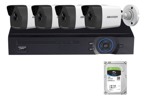 Imagen 1 de 7 de Kit Seguridad Nvr 32 Ch + 4 Cámaras Ip 1080p 2mp + 1tb Hdd