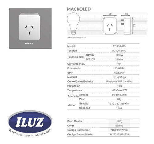 Imagen 4 de 5 de Enchufe Wi-fi Smart Ac100-240v 10a Máx. Ip20