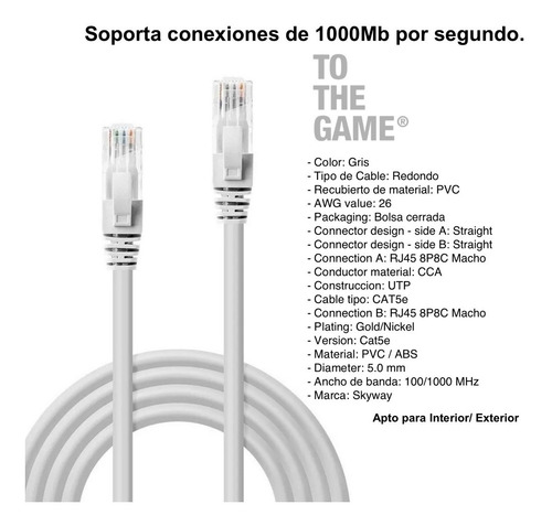 Imagen 2 de 8 de Cable De Red 50 Mts Cat5e Patch Cord Rj45 Utp Lan Ethernet