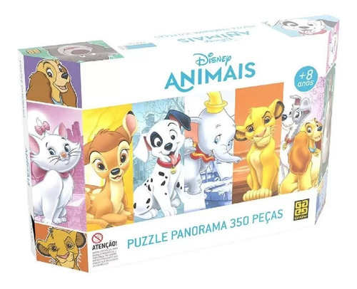 Quebra Cabeça Puzzle Panorama Disney Animais 350p Grow 03999
