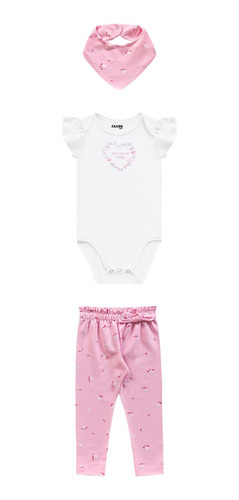 Conjunto Body E Calça E Babador Em Suedine Fakini Baby 02006