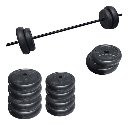 Kit Entrenamiento 30 Kg Fitness Gym | Mancuerna Barra Disco 