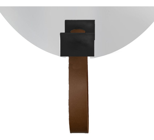 Espelho Funcional Hook Preto Com Corino Caramelo 60x40cm