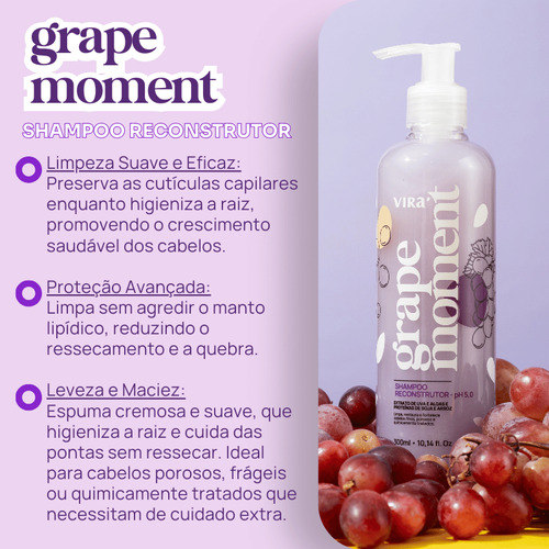 Shampoo Para Cabelos Danificados Grape Moment 300ml