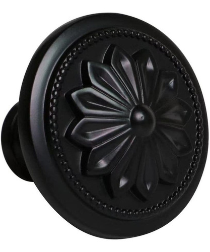 4 Tiradores De Metal Diseño De Flor - Negro Mate 