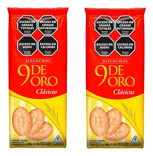 Pack X2 Bizcochos Clasicos 9 De Oro De Grasa 200gr