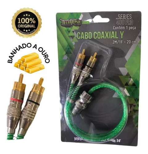 Cabo Rca Y Technoise 20cm 5mm Conector Banhado Ouro - 2m/1f