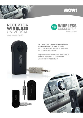 Imagen 5 de 10 de Receptor Música Bluetooth Celular Tablet Auto 3.5 Wireless