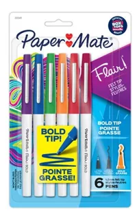 Marcadores Paper Mate Flair Bold Tip X 6 Punta Gruesa