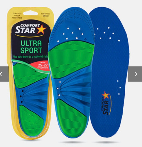 Plantillas Ortopedicas Ultra Sport Absorcion De Impacto 1par Color Azul Tamaño De La Plantilla 25-27
