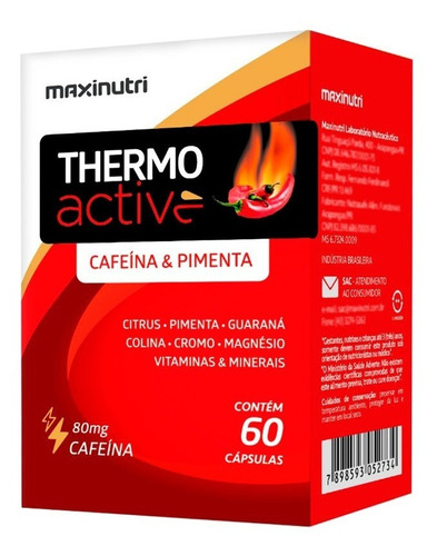 Thermo Active Cafeína & Pimenta 60 Cápsulas Maxinutri Sabor Neutro