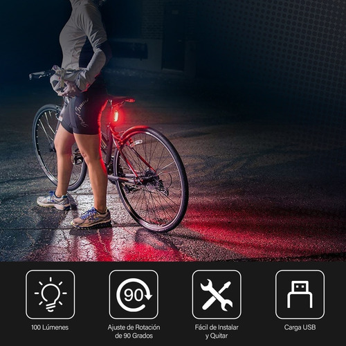 Luz Delantera/trasera P/bicicleta 2600mah Recargable Por Usb
