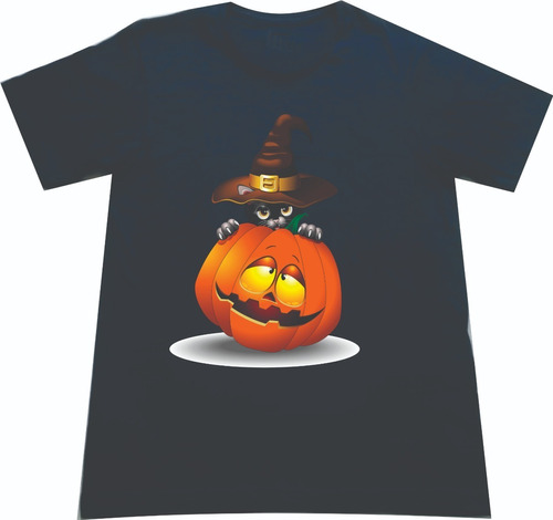 Camisetas Halloween Calabaza Gato