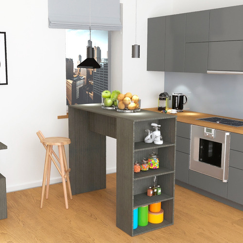 Imagen 2 de 10 de Desayunador Barra Mesa Alta De Cocina Delos Smart 130x110