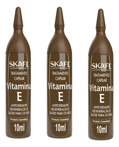 Kit 3 Ampola De Tratamento Capilar Vitamina E Skafe 10ml