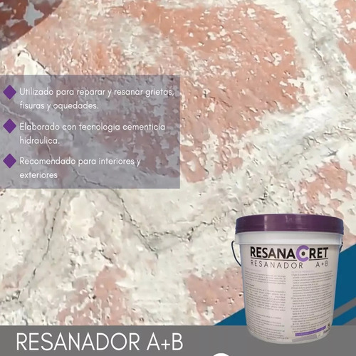 Resanador De Grietas Flexible 4kg Color Gris Resanacret