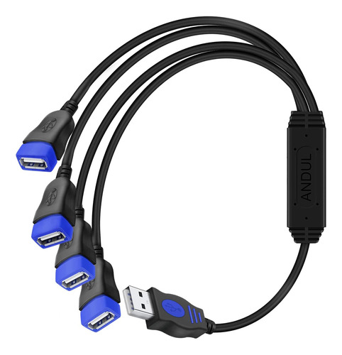 Andul - Divisor Usb De 1 A 4  Usb 2.0  Cable De Alimentacio