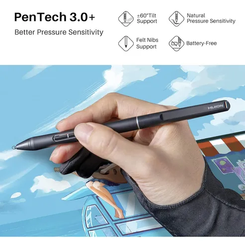 Pencil Óptico Huion Slim Pw550s 157,5 X 9,5 Mm 12,5 G Black