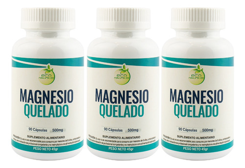 Magnesio Quelado Ayuda A Dormir Mejor Pack X3