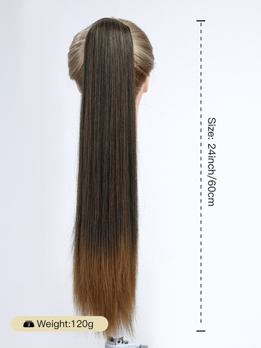 Extensión De Cola De Caballo De 61 Cm, Recta, Con Cordón Aju