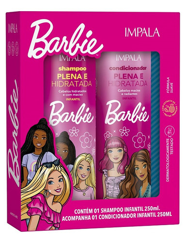  Kit Barbie Shampoo E Condicionador 250ml Plena E Hidratada