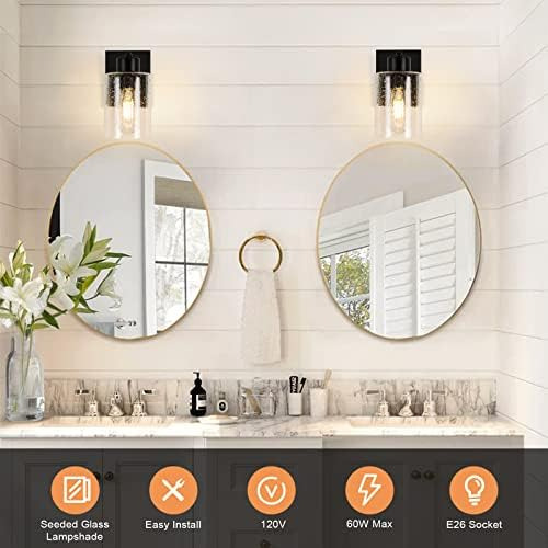 Depuley Apliques De Pared Negros Mate, Tocador De Baño Indus