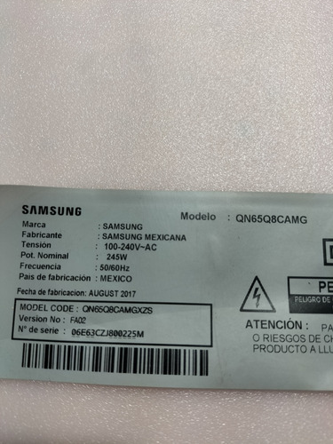 Tv Samsung Qn65q8camg En Desarme (Usado)