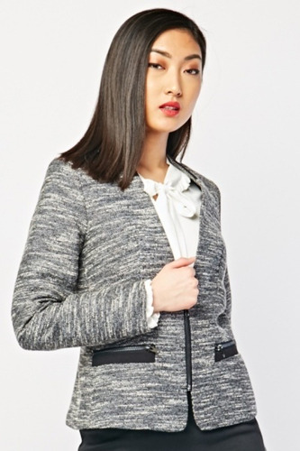 Blazer Chaqueta Gris Elegante Casual Oficina- U1189