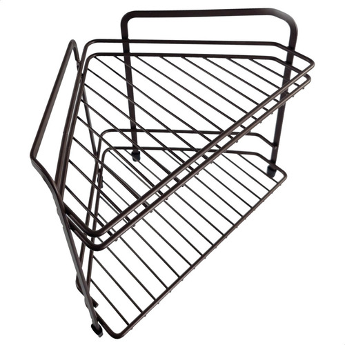 Imagen 5 de 8 de Organizador Baño Metal Con 2 Niveles Sobre Muebles Esquinero