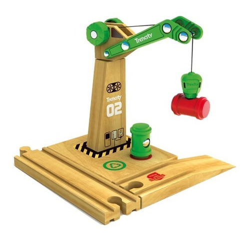 Imagen 2 de 7 de Trencity Grua Magnetica De Madera Con Rampa Educando