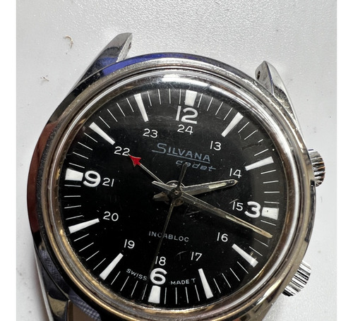 Reloj Silvana Cadet Alarma Cuerda Inbloc Acero Vintage 