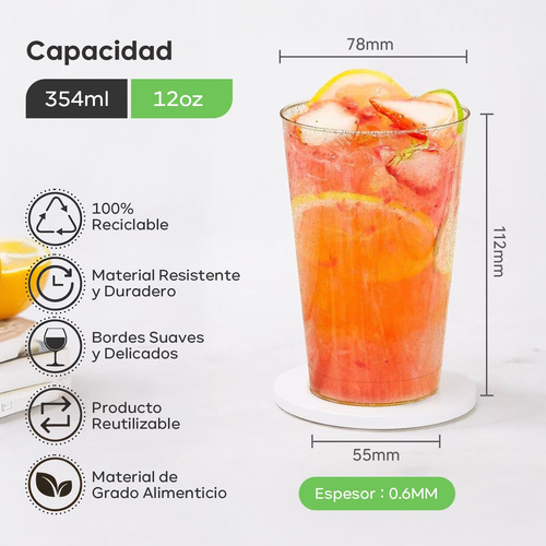 100pcs Vasos De Plástico Reutilizables Oro Rosa