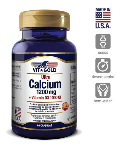 Kit Vitgold Ultra Calcium de 1200 mg de vitamina D3, 1000 UI, 2 x 60 cápsulas