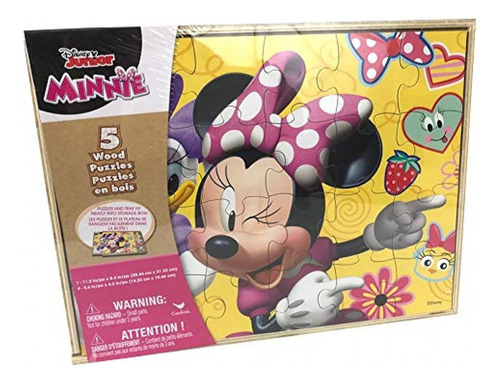 Disney Minnie Mouse 5 Rompecabezas De Madera En Caja De Alma