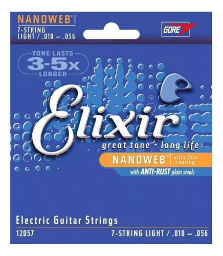 7 Cuerdas Para Guitarra Electrica Elixir 010 -056 12057