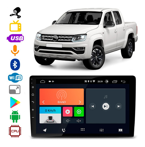 Mp5 Vw Amarok 2017 A 2021 9 Pol Bt Usb Android App + Câmera