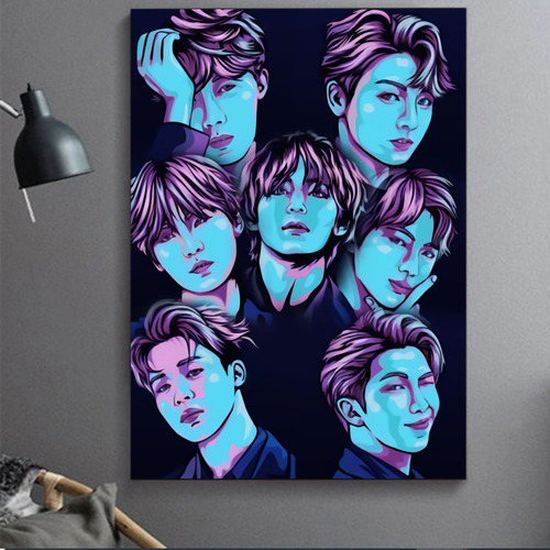 Cuadro Decorativo Bts Integrantes Rostros K-pop Art 40x60cm