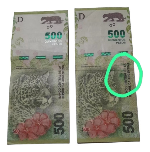500 Pesos Con Error Manchas Verdes