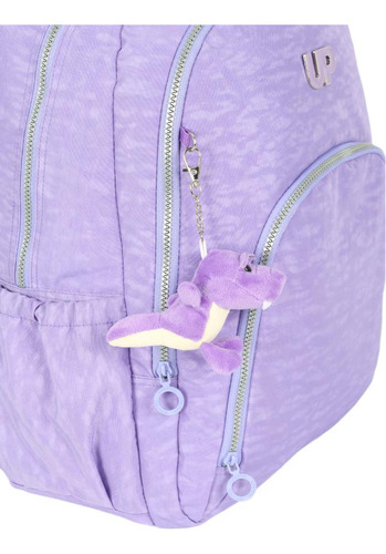 Mochila Classica De Costas Crinkle Dino Up4you Cor Roxo Desenho Do Tecido Liso
