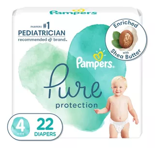 Pañal Pure Protection Pampers Talla 4 22 Pza