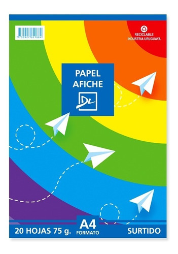 Block Papel Afiche -colores Surtidos - 20 Hojas - A4