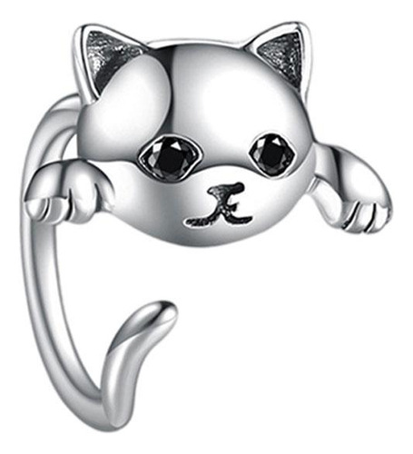 2 Uds.pendientes De Oreja De Gatito De Animales De Plata