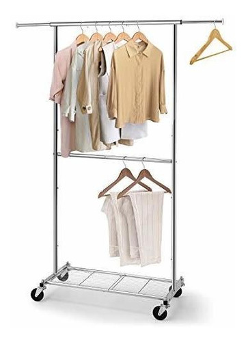 Perchero Metalico Con Ruedas Cromado Extensible