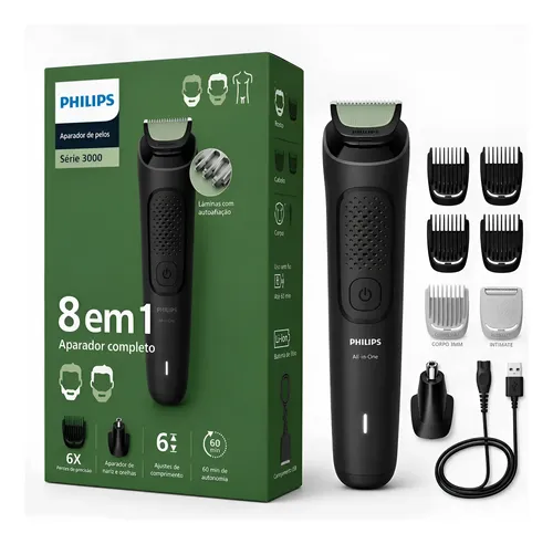 Aparador De Pelos Philips Multigroom Mg3917 - 8 Acessórios Preto 127/220v