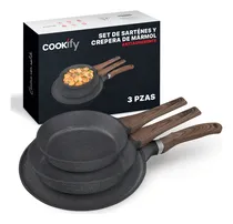 Comprar Set De Sartenes Y Crepera Cookify 20\u002F24\u002F28 Cm | Stone-tech Series | Recubrimiento Antiadherente Libre De Pfoa, Cocina Saludable, Cocción Uniforme, Mango Ergonómico. Color Mármol Negro